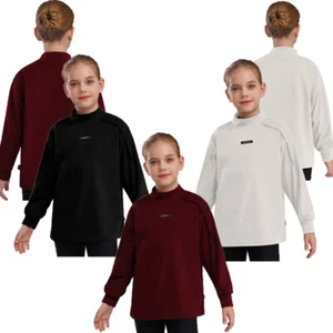 Kids Girls Pullover Hiking Sweatshirt Outdoor Tops Mock Neck Thermal Daily Warm - Picture 1 of 44