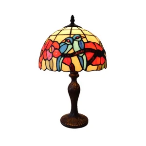Lampada da tavolo in vetro colorato stile Tiffany Art Decò 10" - base paralume libellula - Foto 1 di 1