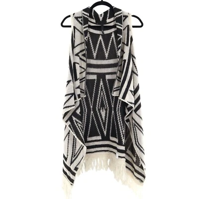 Elan Aztec Wool Sweater Vest Womens S Black White Layering Transitional Lagom - Image 1 of 4
