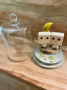 cupola campana decorativa vetro cupcake 11 cm Robot Cuore coppia Luna LOVE - Foto 1 di 5