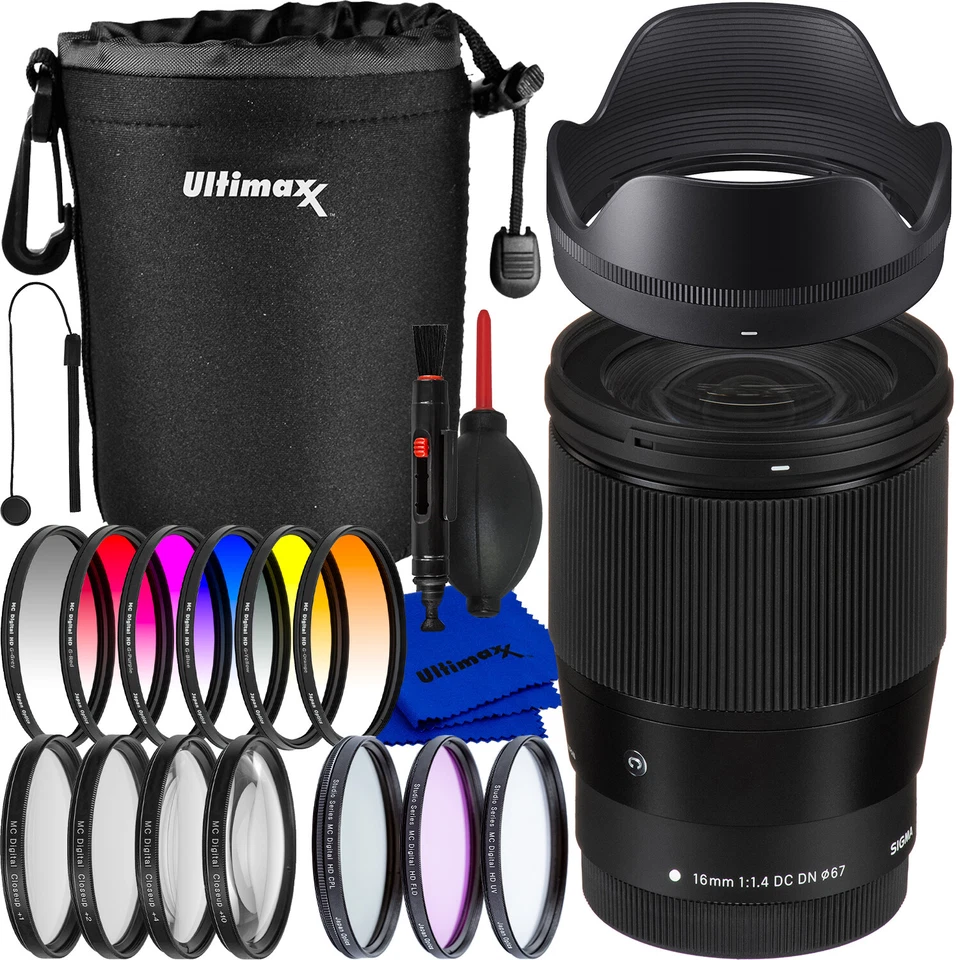 Sigma 16mm f/1.4 DC DN Contemporary Lens for FUJIFILM X - 7PC Accessory Bundle - Image 1 of 1