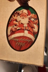 Artful Ornaments 1996 Santa With Toys, Glass Ornament 4"x3" - Picture 1 of 5