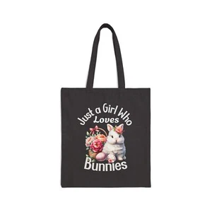 Just a Girl Who Loves Bunnies Tote Bag Easter Gift Cute Bunny Bag Spring Purse - Picture 1 of 5