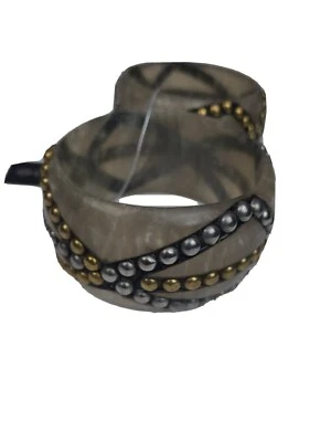  BEBE  SET OF 2 GEO GOLD SILVER STUDED GREY  BRACELET  - Image 1 of 4