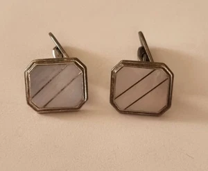 Paar edle Manschettenknöpfe 835 Silber Perlmutt Art Déco um 1930 - Bild 1 von 4