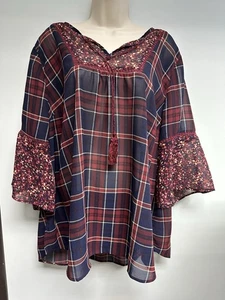 Catherines Damen transparentes Top 1XWP Oversize Bauern Boho leichte Tunika Bluse - Bild 1 von 9