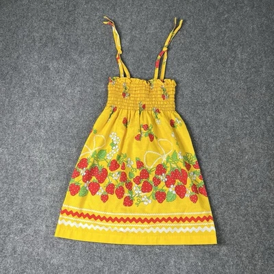 Vestido De Colección Años 70 Fresa Niños Niñas Juniors Amarillo Hippy Talla 10 Foto 1 de 4