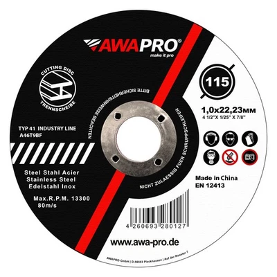 AWAPRO® Trennscheiben Metall Ø 115/125 x 1mm extra dünne Flexscheibe Edelstahl - Bild 1 von 4