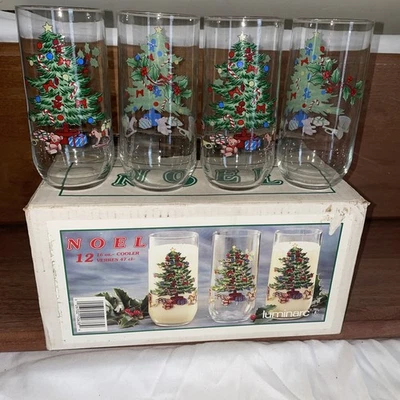 Juego de 12 vasos de bebidas vintage años 90 Luminarc Noel árbol de Navidad vacaciones Foto 1 de 4