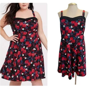Torrid Size 22 Disney Minnie Mouse Rose Retro Rockabilly Pin Up Dress w/Pockets - Picture 1 of 5
