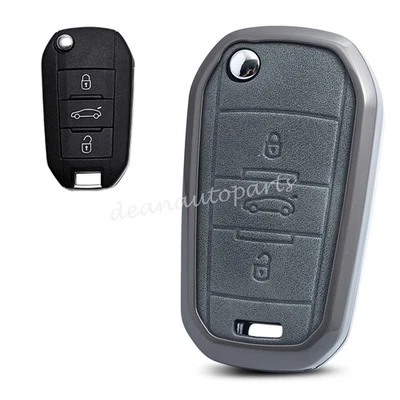 Metal Leather Car Key Case Cover For Peugeot 208 301 308 2008 3008 5008 DS  3 7 - Imagem 1 de 4