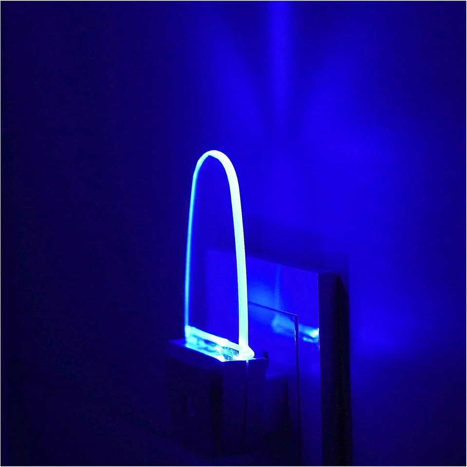 4 Pack Night Light Lamp With Dusk to Dawn Sensor Plug in Blue LED