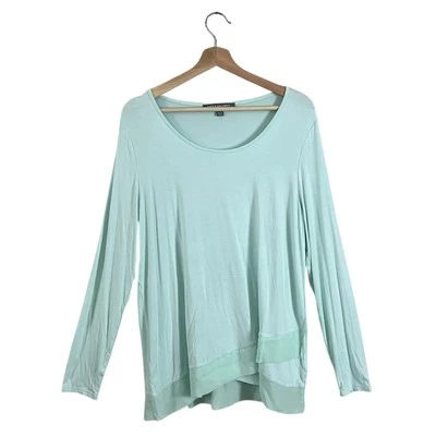 Блузка Kate & Mallory размер средний цвет морской волны синяя трикотажная шифоновая с многоярусным подолом - Изображение 1 из 4