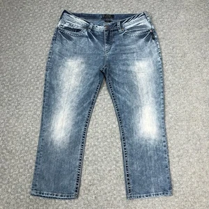 Silver Jeans Womens 18 Blue Suki Mid Capri Straight Acid Wash Denim Casual Norm - Picture 1 of 16