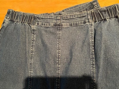 "Falda Orvis para mujer 12 azul denim línea A 32"" larga cintura elástica excelente" Foto 1 de 4