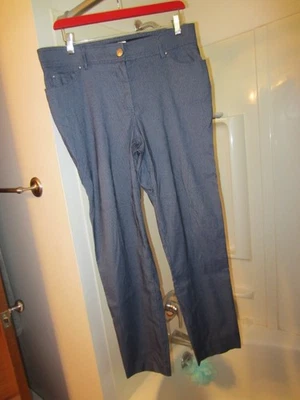 NUEVO SIN ETIQUETAS Mujer Pantalones Elásticos Informales 89th + Madison Talla 12 Azul Marino Pin Rayas Foto 1 de 4