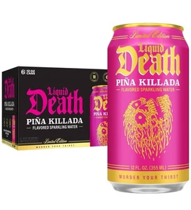 New!! Liquid Death Piña Killada Flavored Sparkling Water Limited Edition 6 PK. - Picture 1 of 6