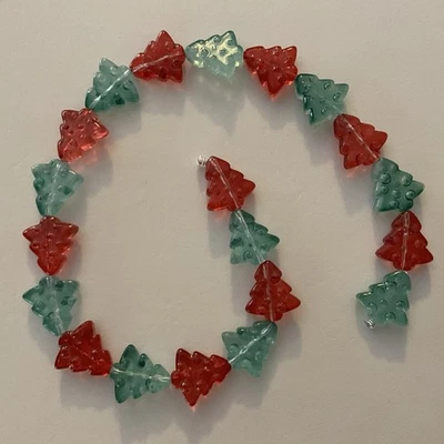 Nuevo 20 Piezas Hilo Árboles de Navidad LampWork Vidrio Cuentas Focales 16mm Foto 1 de 3