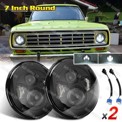 Par de faros LED de 7 pulgadas más nuevos para camioneta Dodge W100 W200 D100 D200 Foto 1 de 4
