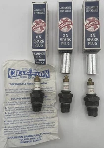 NOS NIB Lot Of 3 Champion 3X Spark Plugs Double Ribbed .033” Gap w Box Vintage - Picture 1 of 7