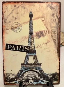 Letrero de metal decoración de pared Torre Eiffel de París 7,5" X 11" - Imagen 1 de 2
