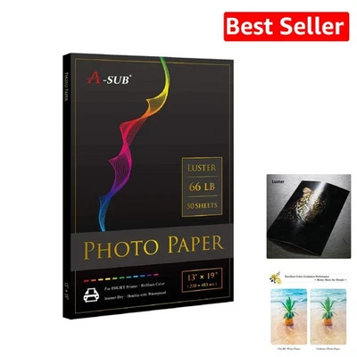 13x19 Inch Luster Photo Paper - 50 Sheets for Inkjet, Vivid Prints - Image 1 of 4