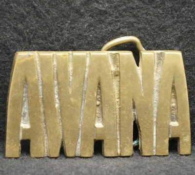 XA07160 FANTÁSTICO VINTAGE AÑOS 70 ***AWANA*** GRUPO IGLESIA HEBILLA DE CINTURÓN LATÓN MACIZO Foto 1 de 2