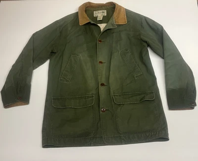 Abrigo LL Bean Chore Chaqueta de Campo de Granero Lona Para Hombre Talla L Grande Alto Algodón Verde Foto 1 de 4
