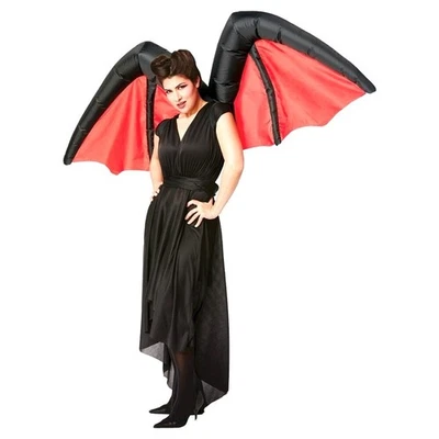 NUEVO NUEVO CON ETIQUETAS Negro Rojo Adulto Inflable Alas de Diablo Demonio Disfraz Halloween Foto 1 de 3