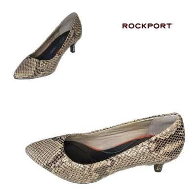 Rockport Totalmotion trutech Snakeskin Leather Kitten Heels Brown & Tan 5.5 - Image 1 of 4