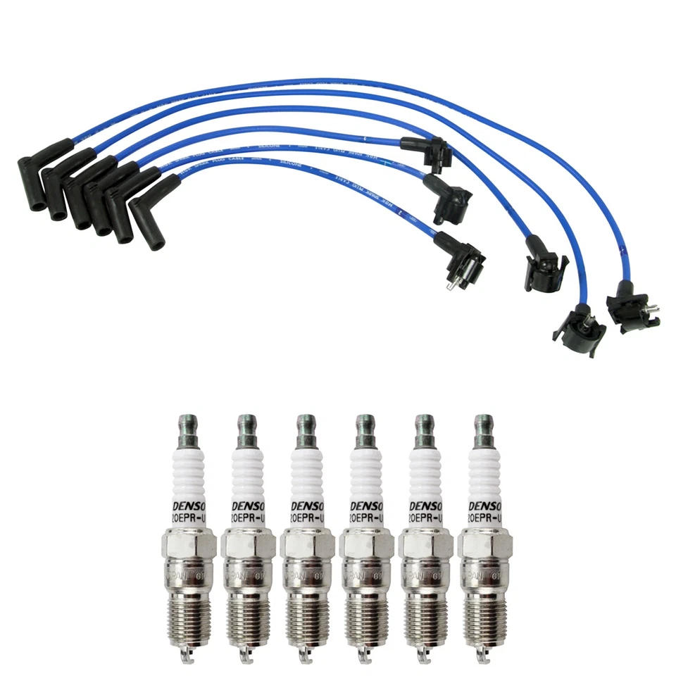 NGK Wire Set & Denso 6 Standard Spark Plugs Kit for Mazda B4000 Navajo 4.0 V6 - Image 1 of 1