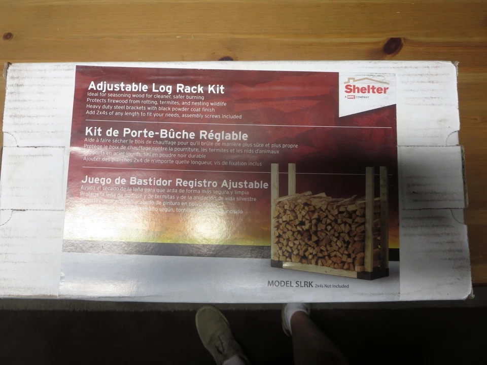 Soportes ajustables para leña de acero con recubrimiento en polvo negro por refugio, ¡EE. UU.! Foto 1 de 4