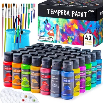 JOYIN Conjunto de Tinta Têmpera Lavável para Crianças 42PÇS, Tinta Líquida Não Tóxica com 15  - Imagem 1 de 4