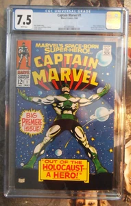 CAPTAIN MARVEL #1 CGC 7.5 WHITE PAGES 1968 SERIES 2ND CAROL DANVERS ROY THOMAS - Picture 1 of 3