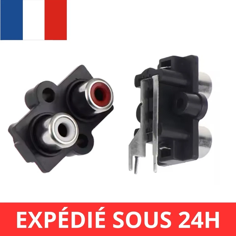 1x prise avec 2 connecteurs RCA femelle audio video RCA female connector solder