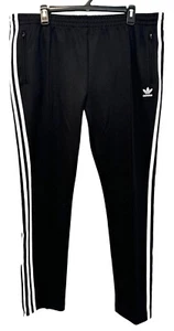 Adidas Sweatpants Joggers Black Zip Pockets & Ankles White Stripes XLarge - Picture 1 of 5