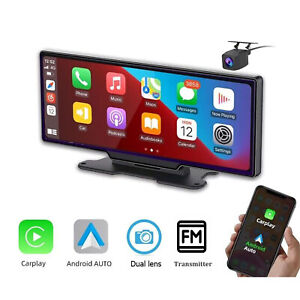10.26" 1080P Touch Screen 2K Dash Cam +Backup cam Wireless CarPlay Android Auto