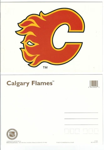 NHL Official Postcard - Calgary Flames Team Logo WHITE Cover