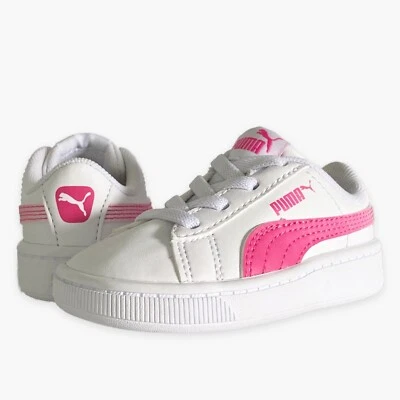 Puma KinderFit Blanco Imitación Cuero Zapatillas Zapatos Rosa/Blanco Niña’s Niño Pequeño 5C NUEVO Foto 1 de 4