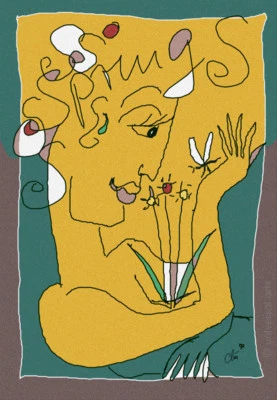 JACQUELINE DITT -  Springtime limit.Original Druck Grafik signiert L Frühling - Bild 1 von 3