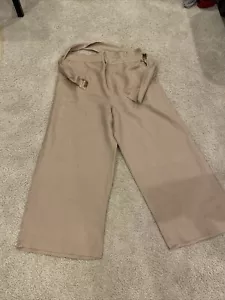 Women Forever 21 New $34.90 3X Taupe Wide Leg Pants Pockets Belted High Waist - Picture 1 of 12