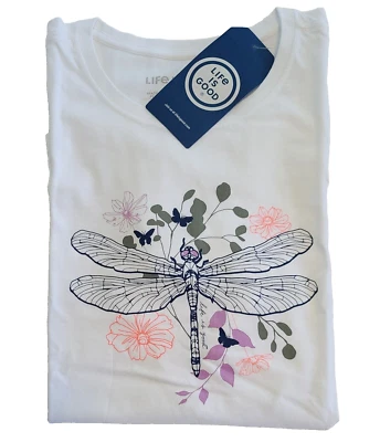 Life Is Good SS Shirt Crusher Tee FLORAL BACKDROP DRAGONFLY Chest48in Womens XL - Image 1 of 4