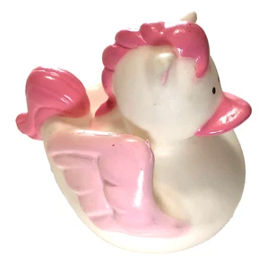 FREE SHIPPING - WHITE PINK PEGASUS UNICORN CRUISING RUBBER DUCK COLLECTIBLE 2" - Picture 1 of 2