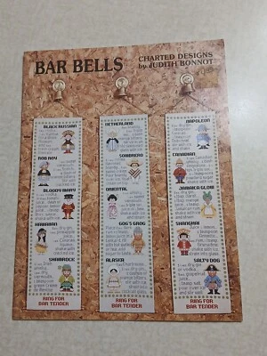 Bar Bells Cross Stitch Pattern Booklet Judith Bonnot Ring For Bartender - Image 1 of 4
