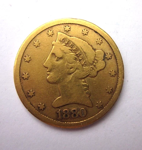 1880-CC LIBERTY HEAD HALF EAGLE 5 DOLLAR GOLD CARSON CITY MINT NICE COLLECTOR DA Cover