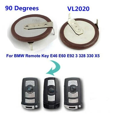 2x Panasonic VL2020 Lithium Cell Battery 3.0V 90° Pins for BMW Remote Key Foto 1 de 4