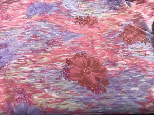 Vintage Floral Fabric 1980's One Way Stretch Polyester 58"x54" Sewing - Picture 1 of 3