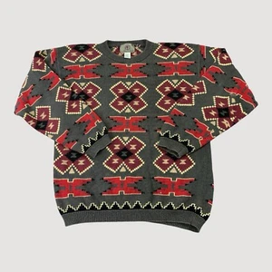 Vintage Territory Ahead Sweater Mens XL Gray Navajo Aztec Southwest Geometric - Picture 1 of 7