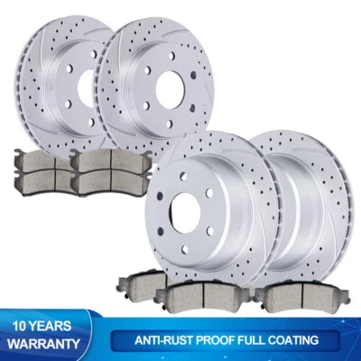 Front Rear Drilled Rotors Brake Pads for Silverado Sierra Yukon XL 1500 Tahoe - Image 1 of 4