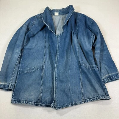 Vintage RARE LA 405 Denim Jeans Jacket Open Front Blazer Blue Cottagecore XL - Image 1 of 4